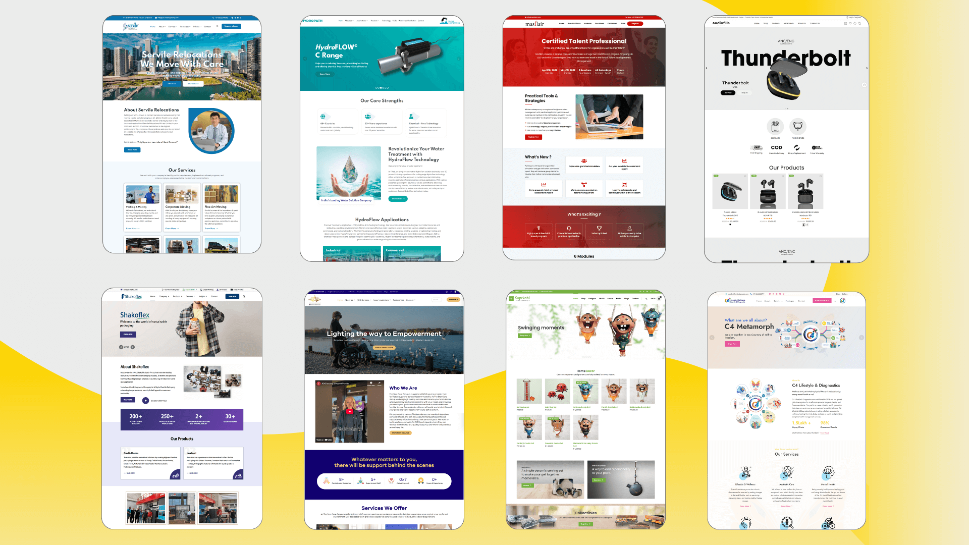 WordPress website design UI mockups for Indian businesses